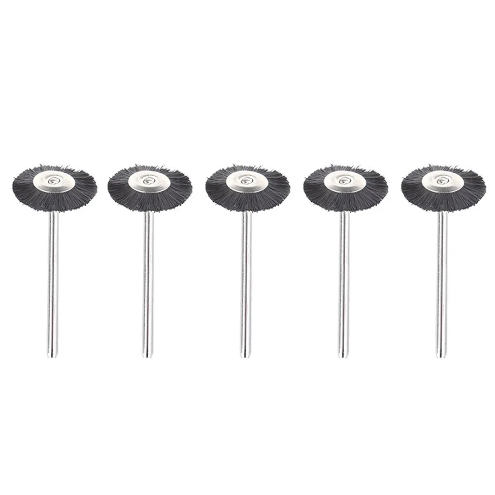 

5/10pcs T Type Black Bristles Wheel Brushes 3mm Shank 3*25mm For Metal Surface Polishing Rust Derusting Degreasing Burr