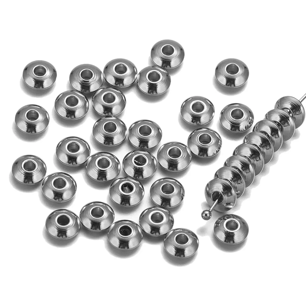 

50pcs 4 5 6 7 8mm Stainless Steel Flat Round Gasket Beads Charm Bracelet Material DIY Craft Jewelry Making Supplies Wholesale