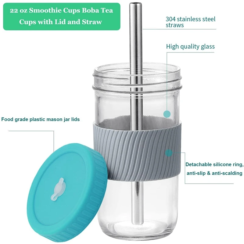 2 упаковки многоразовые чашки для смузи 22 унции чайные Boba крышки с широким