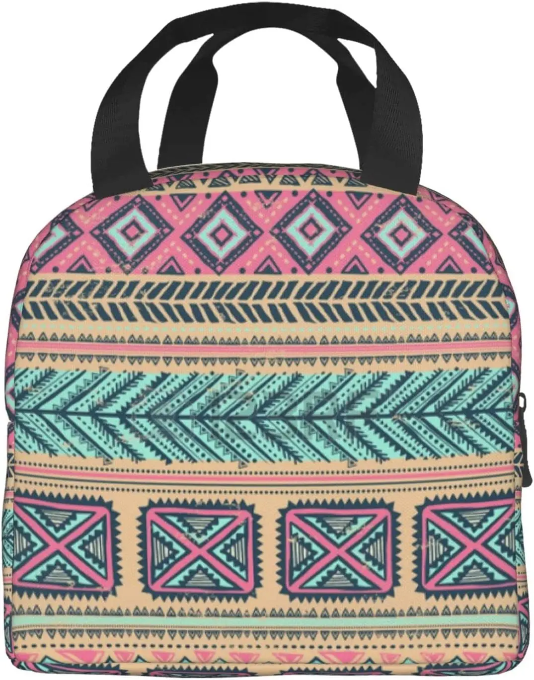 

Ацтекская племенная мультяшная сумка для ланча, Термальный Ланч-бокс с регулируемым плечевым ремнем для женщин и мужчин, для офиса и работы
