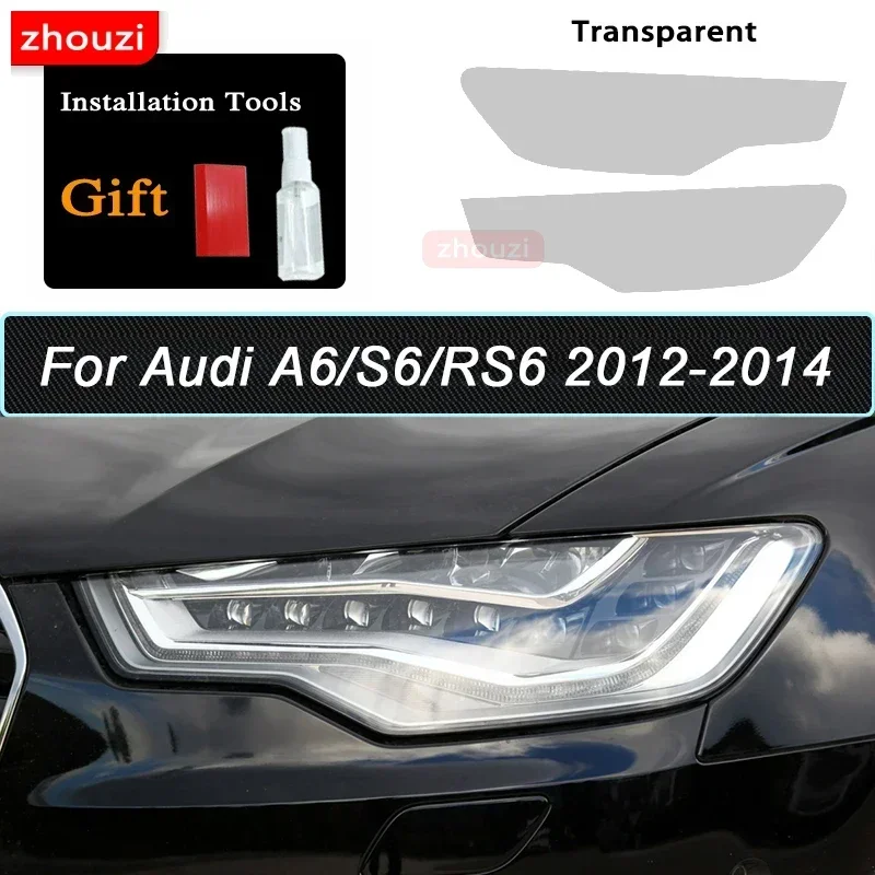 

Для Audi A6 C7 4G S6 RS6 2012-2018 2016 2 шт. Защитная пленка для фар автомобиля дымчатый черный оттенок виниловая прозрачная наклейка из ТПУ