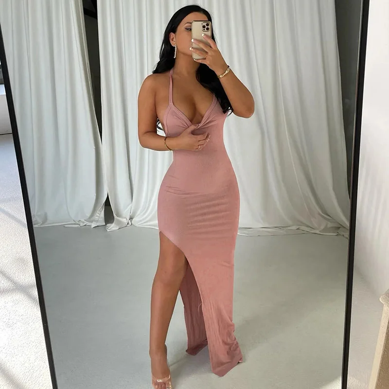 

Sylph One Shoulder Ribbed Maxi Dress Side Slit Backless Bodycon Sexy Party Club Elegant Outfits Evening Dresses Summer