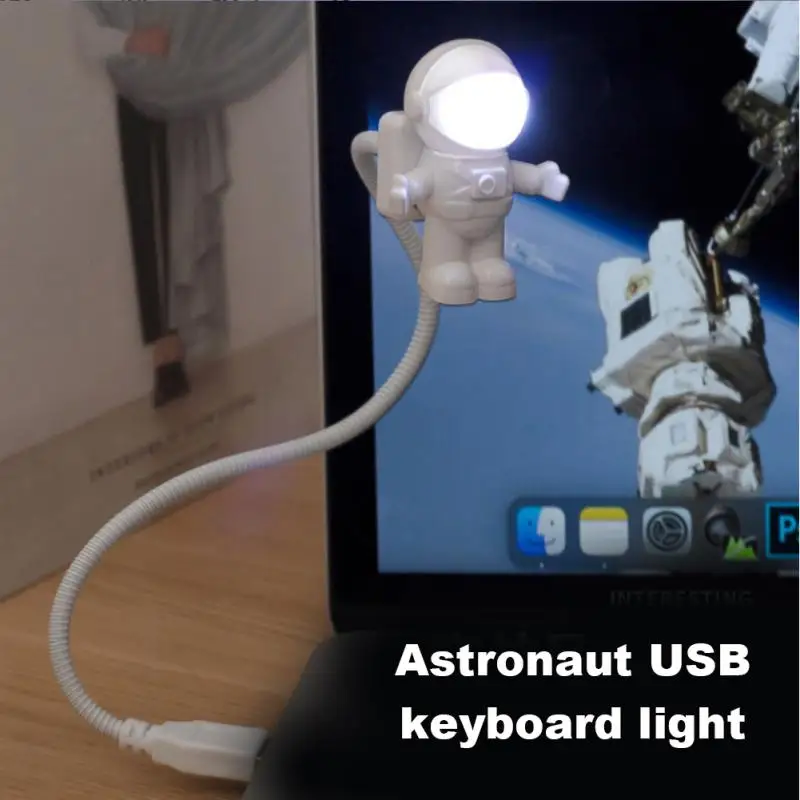 

Портативный USB-ночник в форме астронавта, настольная лампа для чтения, 5 в постоянного тока, светодиодный светильник для компьютера, ноутбука, подсветка ПК светильник льник для любителей космоса