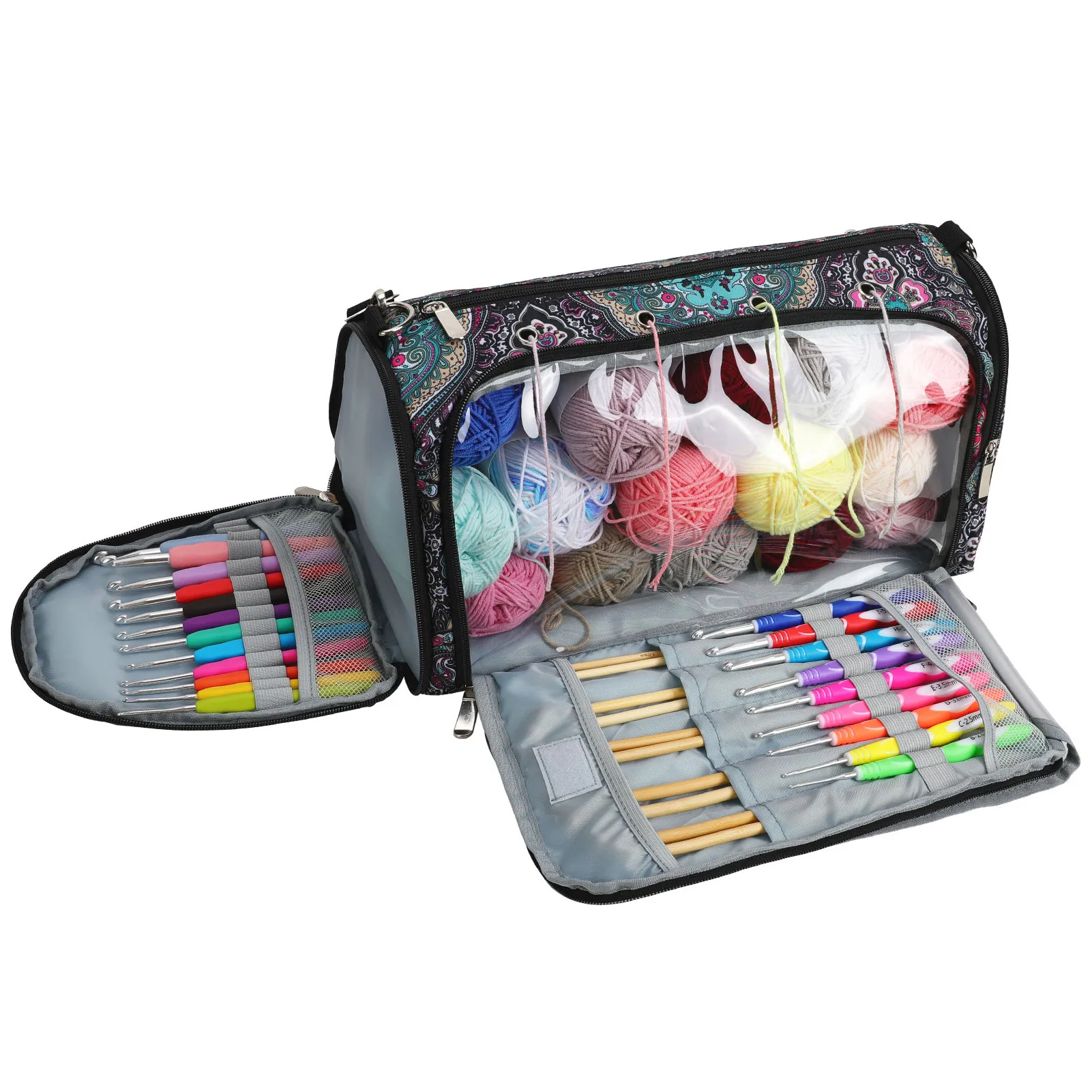 

Сумка для вязания крючком, сумка для хранения вязальной пряжи для хранения пряжи, чехол для хранения вязальных инструментов «сделай сам» с ...