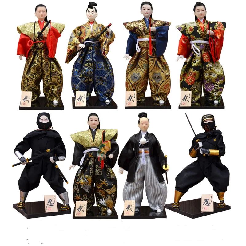 

Height 30cm Traditional Japanese Samurai Ninja Figurines Statues Japanese Dolls Ornaments Sushi Restaurant Home Decoration Gifts