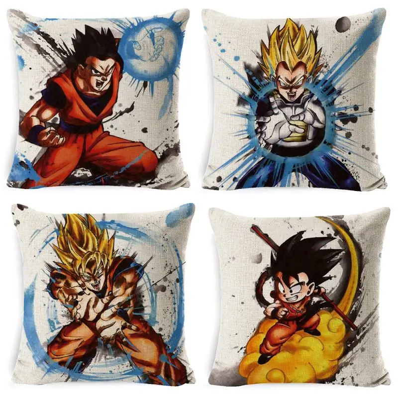 

Dragon Ball Hugging Pillow Linen Material Super Soft Throw Pillow Household Pillow Anime Cushion Soft Backrest Pillowcase Goku