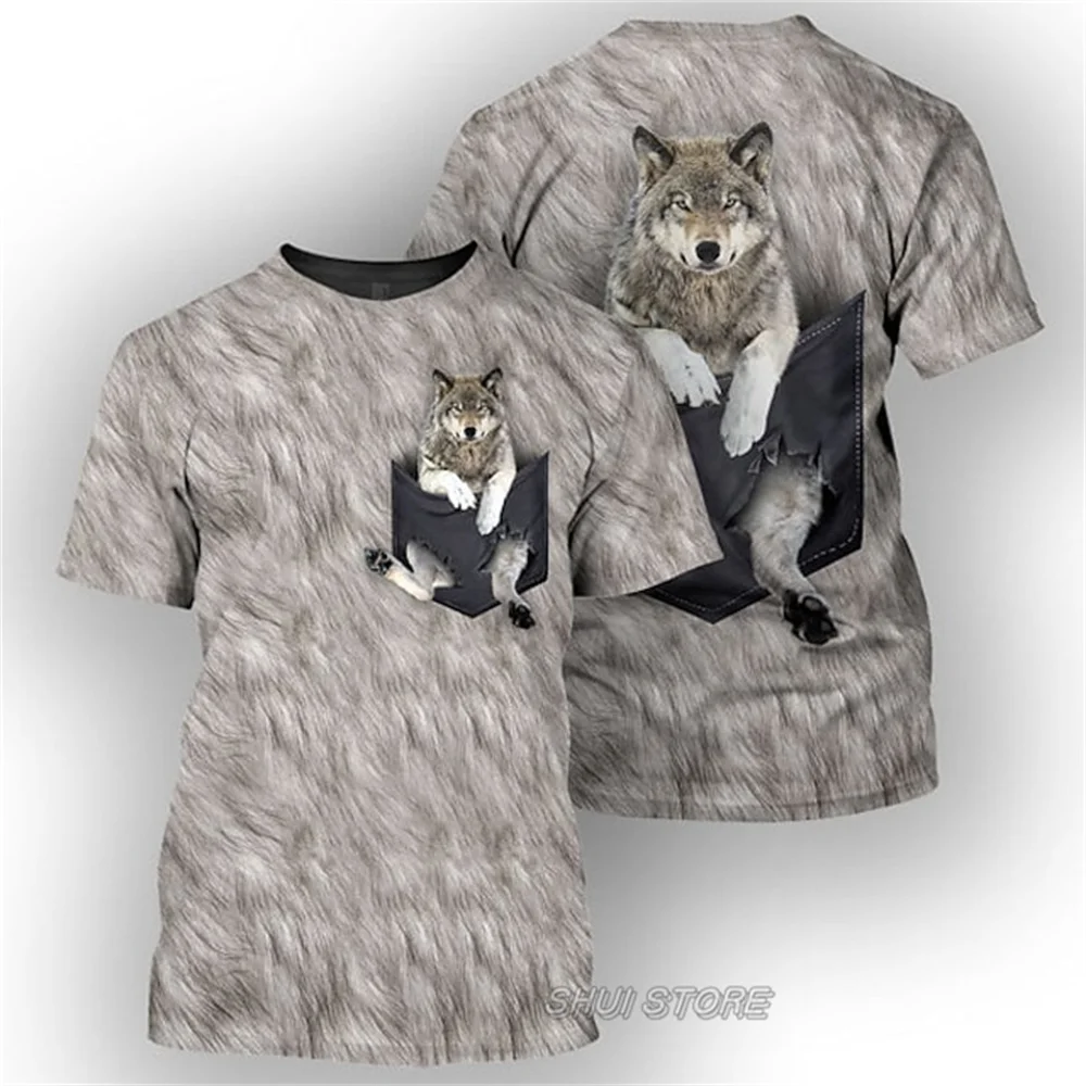 

Men's T shirt Tee Graphic Animal Cat Pig Wolf Crew Neck Clothing Apparel 3D Print Casual Short Sleeve Vintage Fashion Designer