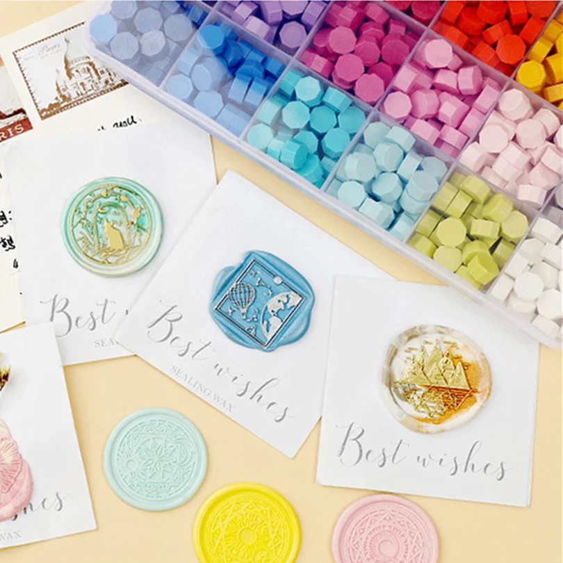 

LLD Retro Round Sealing Wax Beads Wax Seal Stamp Beaded for Wedding Vintage Craft Decor Card Making Tools