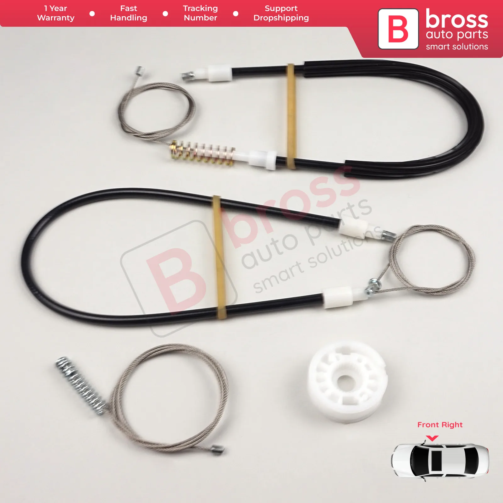 

Bross Auto Parts BWR976 Electrical Power Window Regulator Repair Kit Front Right Door for BMW 1 E87 5-door hatchback 2004-2012