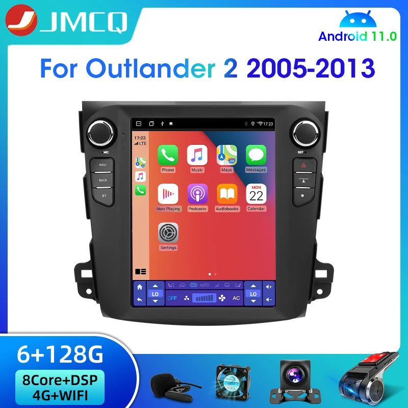 JMCQ-Radio Multimedia con GPS para coche, Radio con reproductor, Android 11, 4G, 2 Din, Carplay, WIFI, estéreo, unidad principal, para Mitsubishi Outlander Xl 2 2005 - 2012