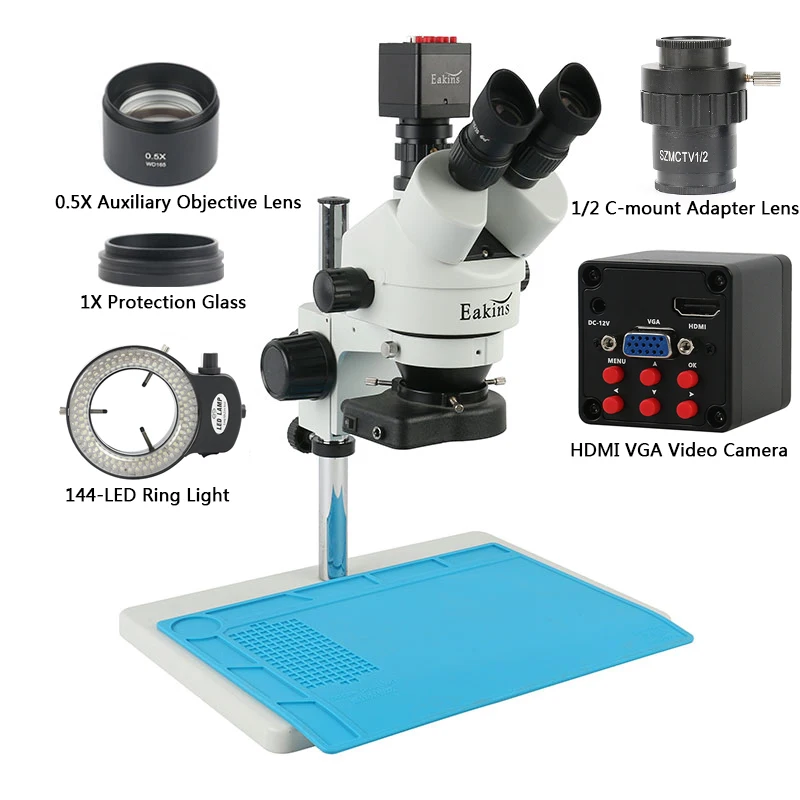 

Phone PCB Soldering Repair Lab Industrial 7X 45X 90X Simul Focal Trinocular Stereo Microscope SONY IMX307 1080P VGA HDMI Camera