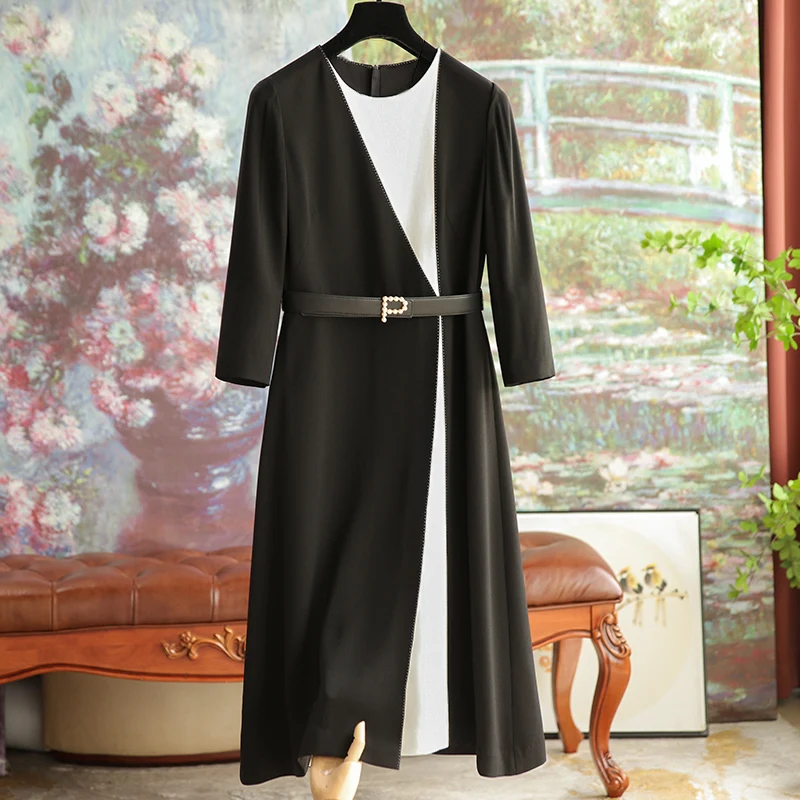 

Женское ТРАПЕЦИЕВИДНОЕ ПЛАТЬЕ, модное тонкое летнее повседневное офисное платье контрастных цветов, дизайнерская эстетичная одежда, 2023