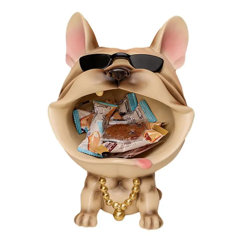 

Tabletop Resin Bulldog Statue Decorative Holder Resin Dog Statue Living Room Decor Dog Sculpture Table Tray Ornaments Desk Decor