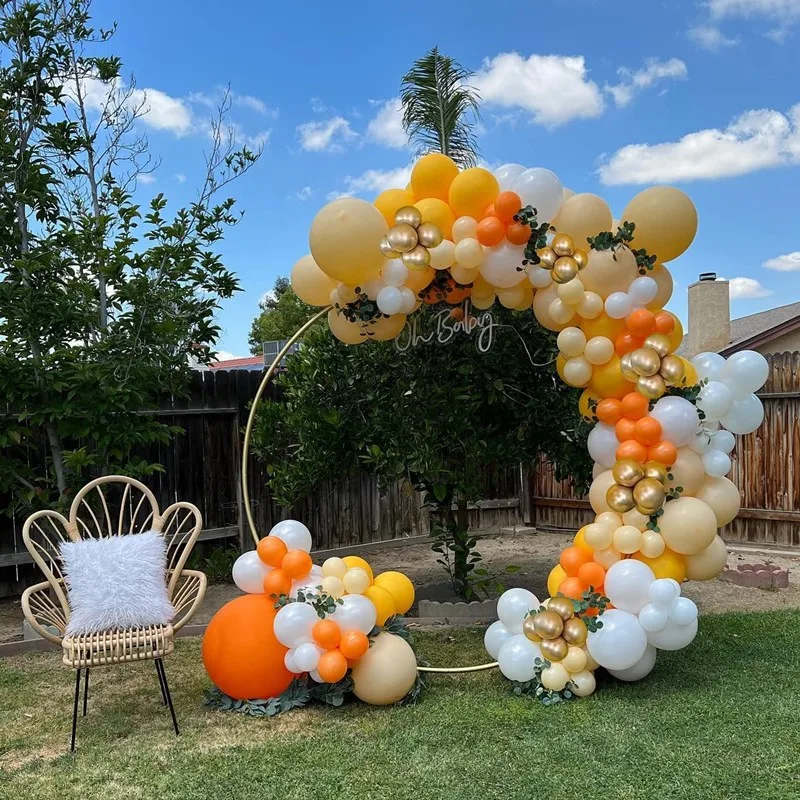

129pcs Orange Balloons Garland Arch Kit with Orange Yellow Ballon For Birthday Sunshine Baby Shower Wedding Party Decorations