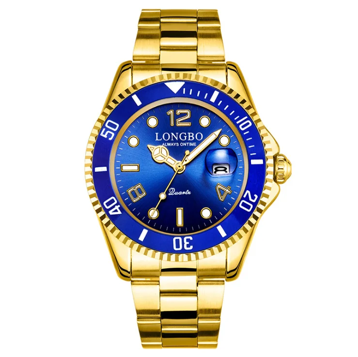 

Longbo 8043 Watch Band Calendar Wristwatches Stainless Steel Quartz Sports Men's Luminous Waterproof 2022 Men Alloy Pointer