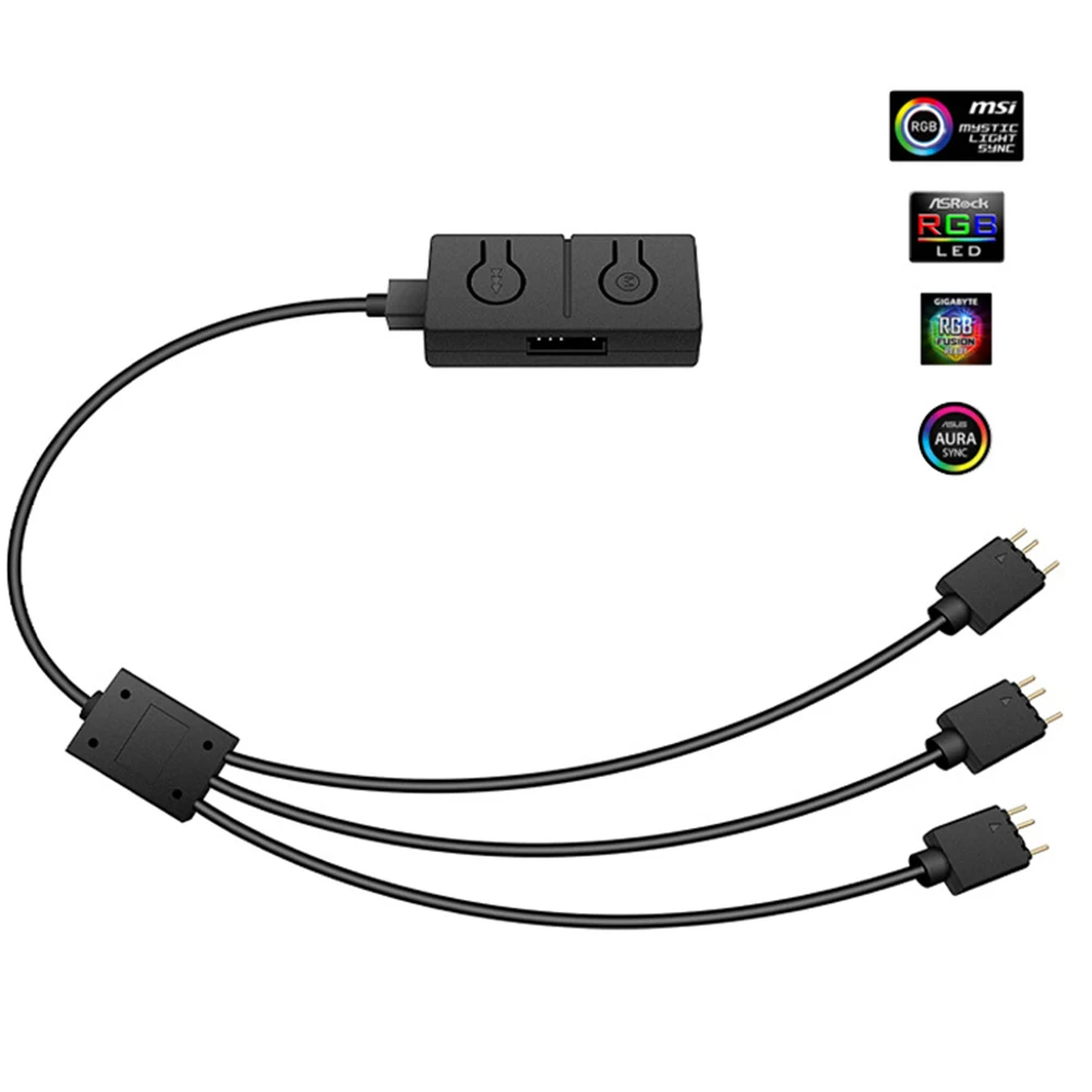 Адаптер ADD-RGB на 12 В/4-контактный с 3-сторонним разветвителем преобразователь RGB 5 В