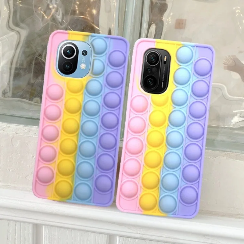 

Pop Fidget Toys Bubble Case For Xiaomi Redmi Note 10 10T 9 9S Poco X3 M3 F3 Cover for xiaomi 9A 9C 9T 8 8A 7 K40 Pro 11 Lite