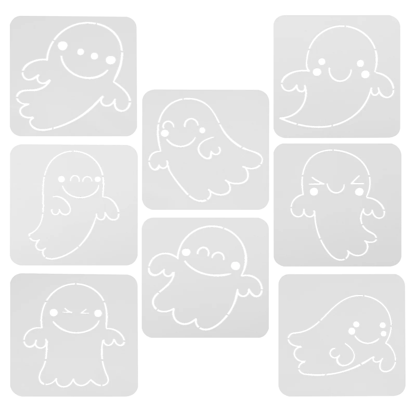 

8Pcs Stencils Ghost Template for Wall Floor Fabric Glass Paper Cards