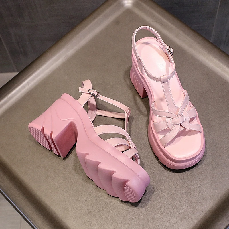 

Women Super High Heels Chunky Gladiator Thick Sandals Pu Leather Party Women Shoes Summer New Trend Sexy Pumps Women Shoes 2022