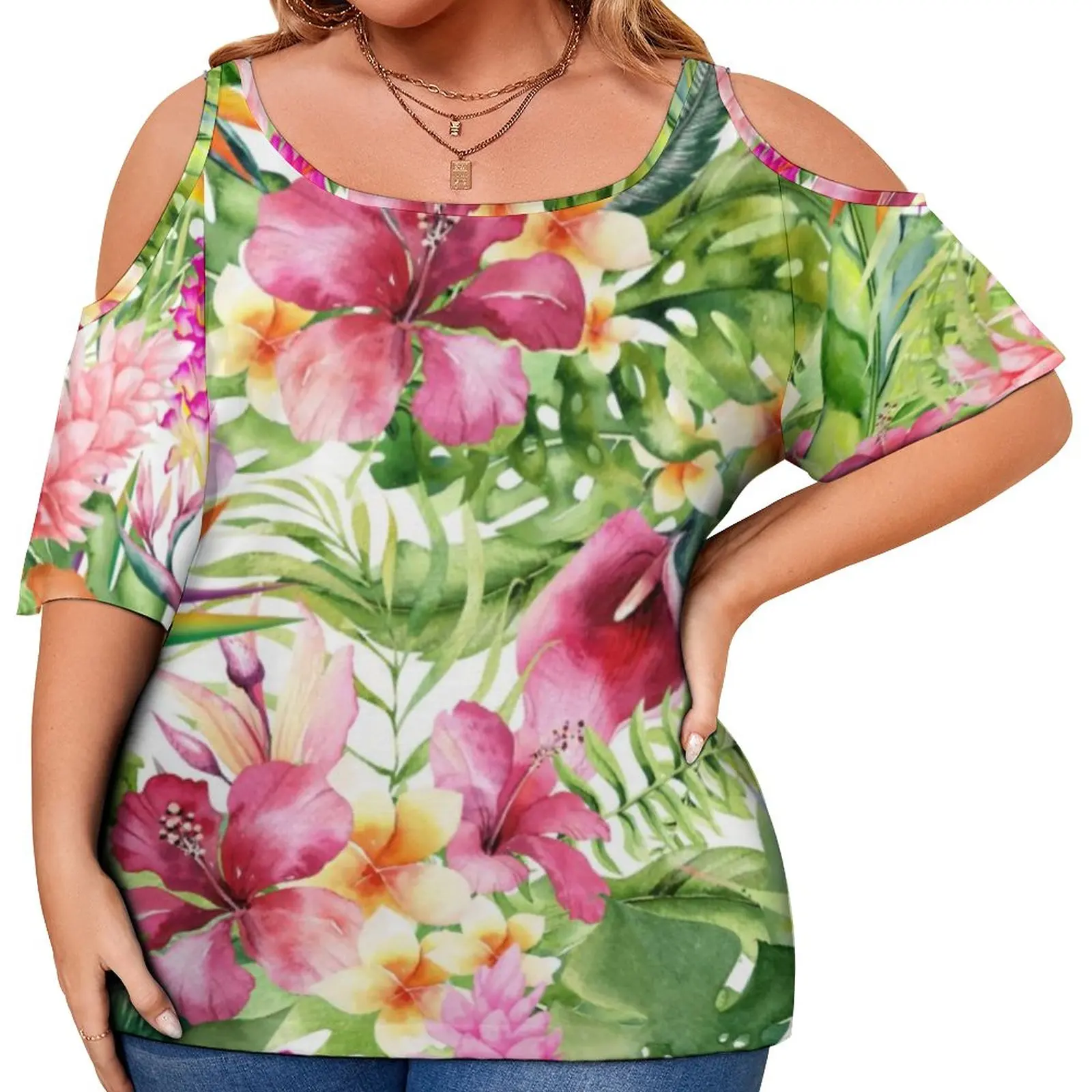 

Bright Flowers T Shirt Tropical Hawaiian Floral Modern T Shirts Short-Sleeve Streetwear Tshirt Summer Print Clothes Plus Size