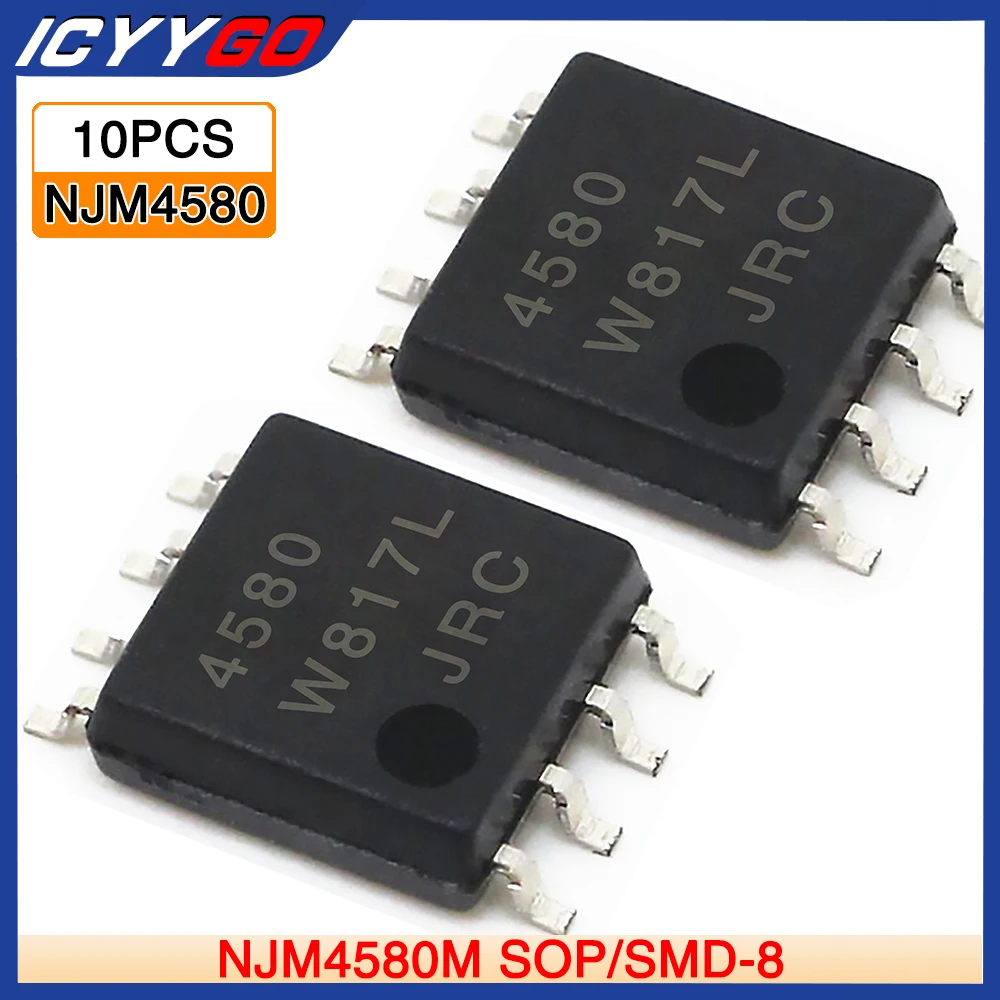 

10Pcs/lot NJM4580 SOP8 NJM4580M SOP 4580M SMD SOP-8 IC Dual op Amp noiseless Audio Amplifier IC Chip