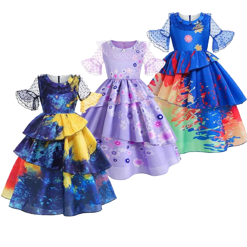 

Encanto Isabela Charm Princess Dress Cosplay Child Girl Dreses Ball Gown Puff Sleeve Costume Clothing Kid Girls Dress Flower