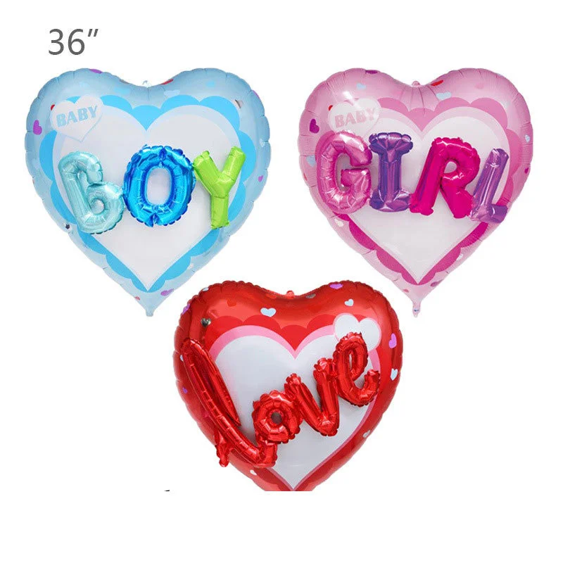 

36 inch double-sided three-dimensional balloon baby gender reveal boy girl birthday party decoration balloon wholesale