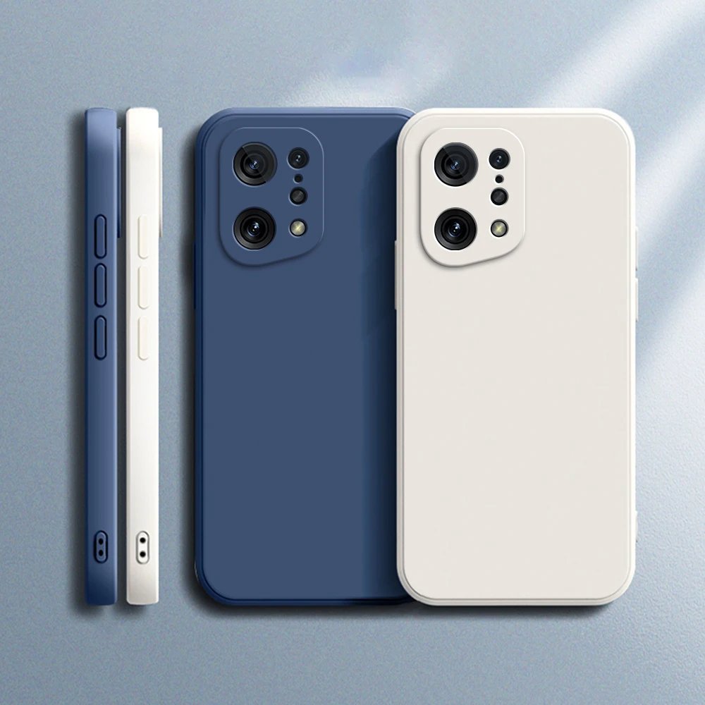 

Original Soft Case for OPPO Find X5 Pro Coque Thin Square Liquid Silicone FindX5 X5Pro 5G Luxury Classic Shockproof Cover Fundas