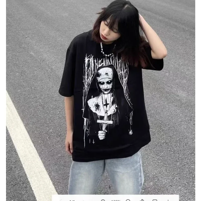 Y2k одежда Готическая церковная монахиня Топы в стиле Харадзюку американская