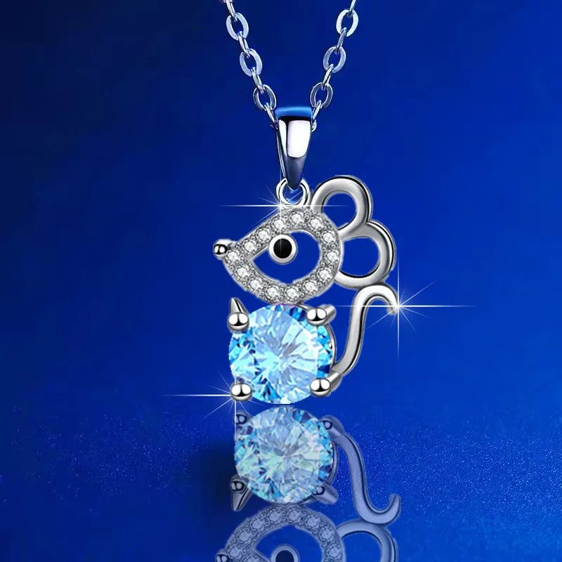 Ожерелье с подвеской дельфина из кристалла циркония с кристаллами, серебристого цвета в форме кота или быка, отличный подарок на день рождения - 1Y001.