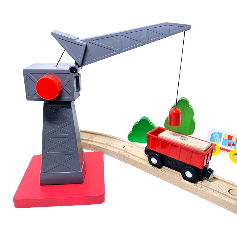 

Free Shipping Freight Station Small Crane Tower Wooden Track Scene Accessories Suitable for Wooden BR Train Track Scene boy Toys