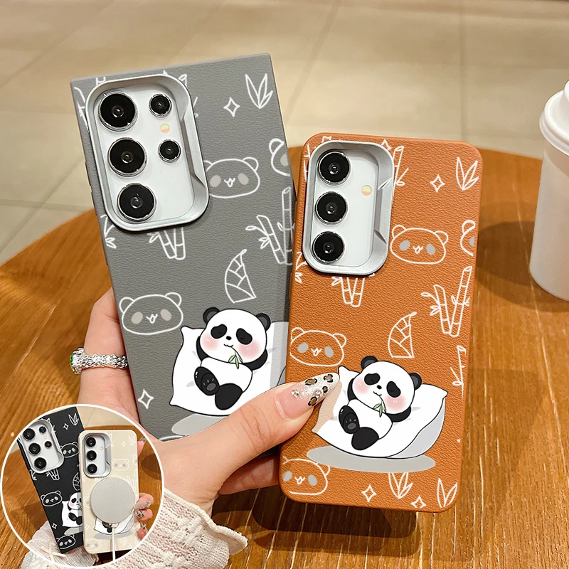 Силиконовый чехол с текстурой кожи рисунком панды для Magsafe Samsung Galaxy S24 FE S23 S21 Ultra S22