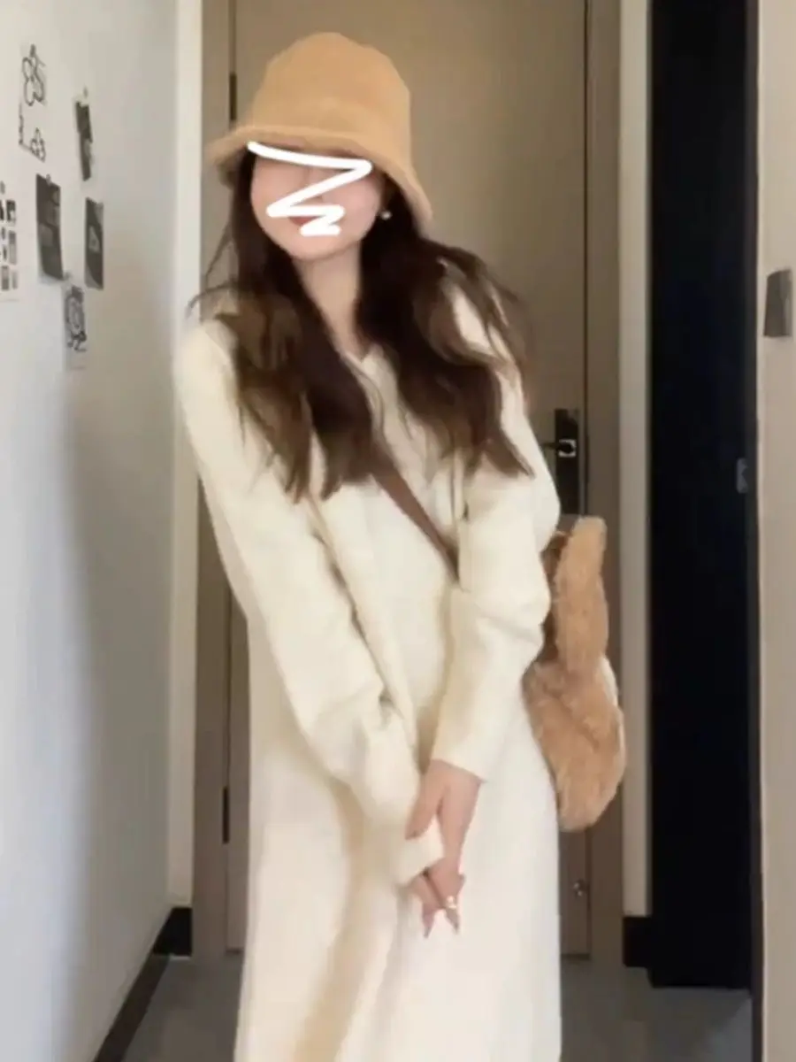 Новинка 2024 белое вязаное платье с капюшоном детская одежда длинные юбки на осень