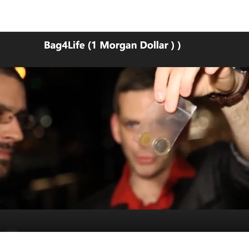 Фото Bag4Life (1 доллар Моргана) ) Волшебные трюки Сцена крупным планом Магия Веселая сумка для проникновения монет Magie Illusion Трюк Реквизит №1