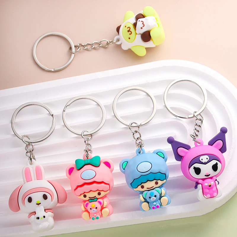 

Kuromi Hello Kitty My Melody Cartoon Portable Girl Kawaii Doll Couple Keyring Accessories