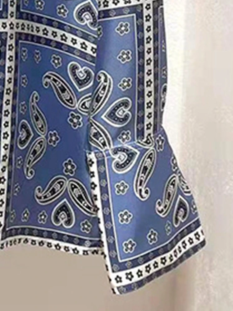 Женские рубашки с синим принтом удобная и гладкая блузка кардиган весна 2022 |