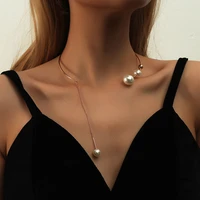 2021 new personality creative elegant fashion white imitation pearl necklace ladies clavicle chain necklace wedding jewelry