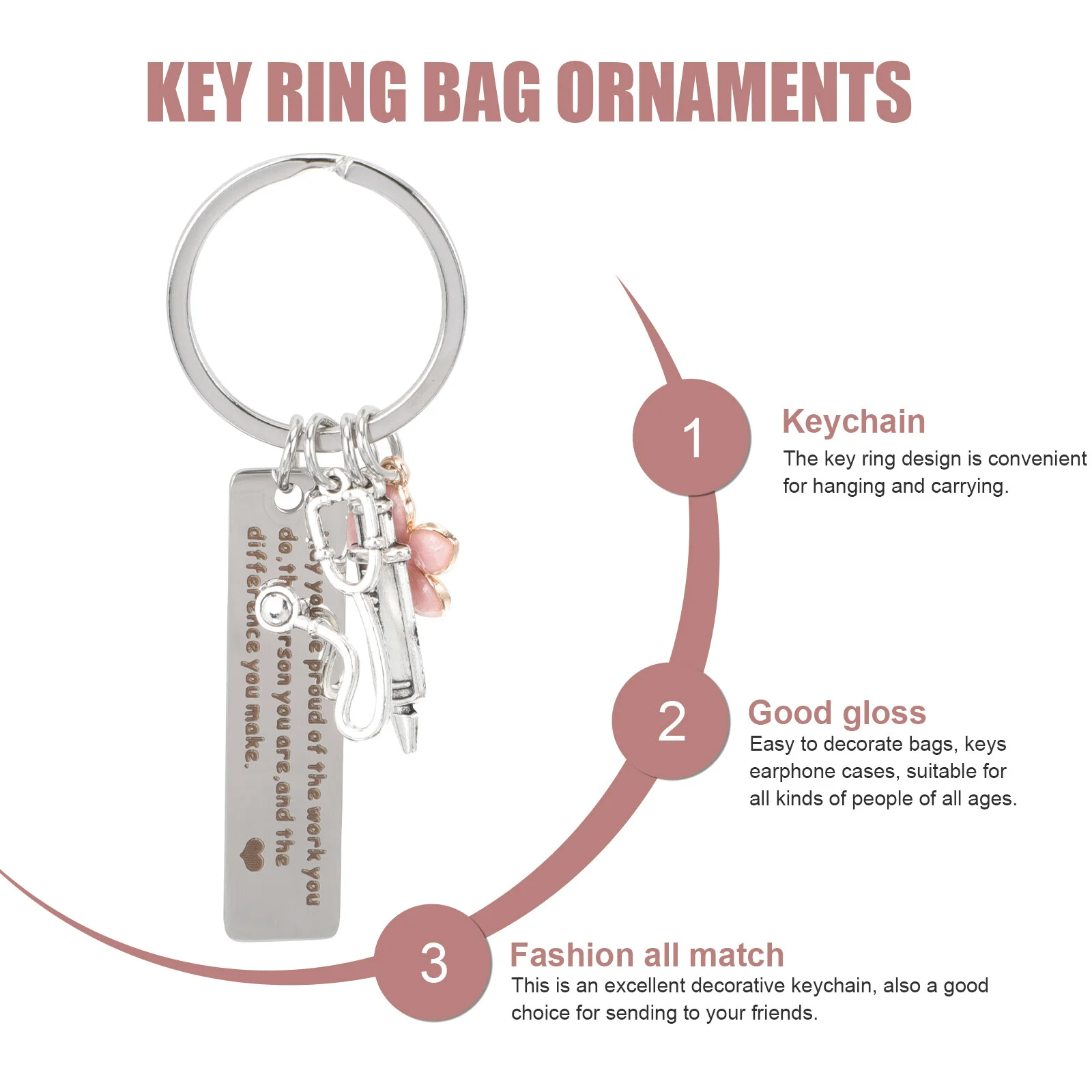 Hanging Keychain Stethoscope Keyring Gift Portable Graduation Car Charms Pendant