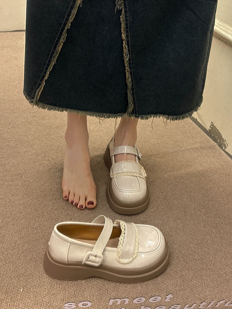 

Туфли-оксфорды женские на меху, повседневные кроссовки, платформа, круглый носок, плоская подошва, в британском стиле, Корейская обувь в стиле преппи, 2023 Su