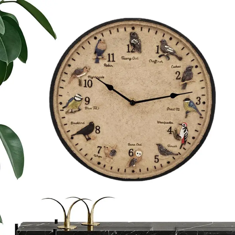 

Bird Clock Patio Clock With Quartz Movement Design 12in Bird Wall Clock Battery Operated Sunproof Retro Fashion Style For Garden