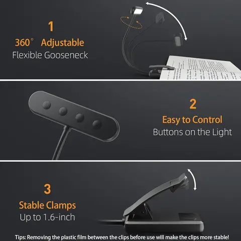 USB-лампа для чтения 14 LED, белая/черная/розовая — фото устройства