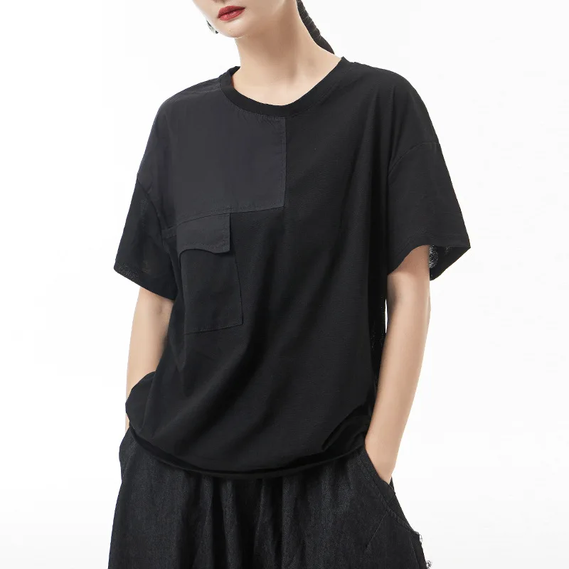 

Japan Style Short Sleeve O-neck Black White Tshirt 2022 Summer Women Streetwear Gothic Hiphop Loose Casual Tops Tees Shirts 0335