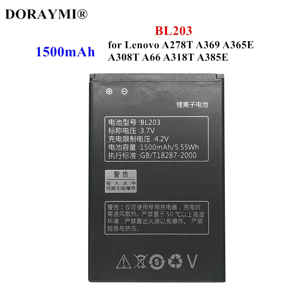 

Original 1500mAh BL203 Battery For Lenovo A278T A369 A365E A308T A66 A318T A385E Bateria Replacement Phone Batteries
