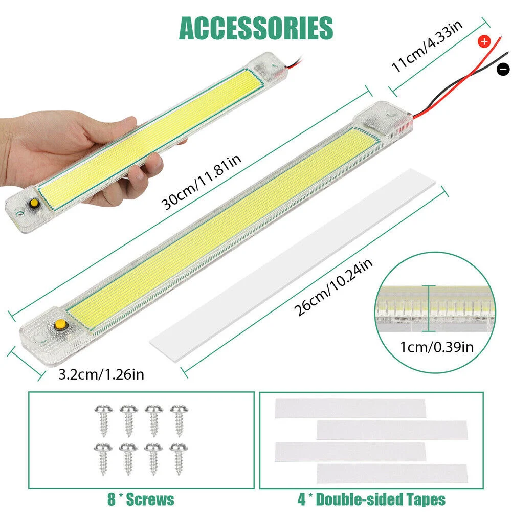 

Lights Bar LED Strip Lights Caravan Cold White Fishing 84 COB Boat Interior Lamp Motorhome UTE 10W UTV 12V 24V