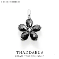 pendant crystal flower black brand fashion jewelry europe accessories 925 sterling silver gift for women