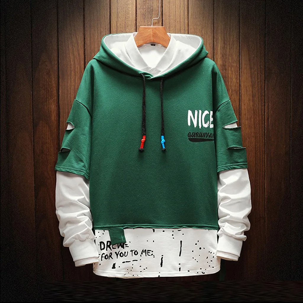 Мужской пуловер с капюшоном Повседневная Уличная блузка длинным рукавом 2021 |