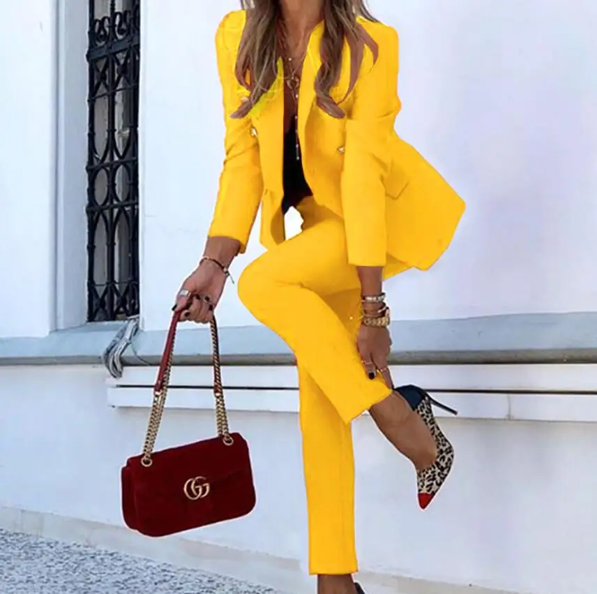 Брюки Женские однотонные с длинным рукавом и отложным воротником 4 цвета