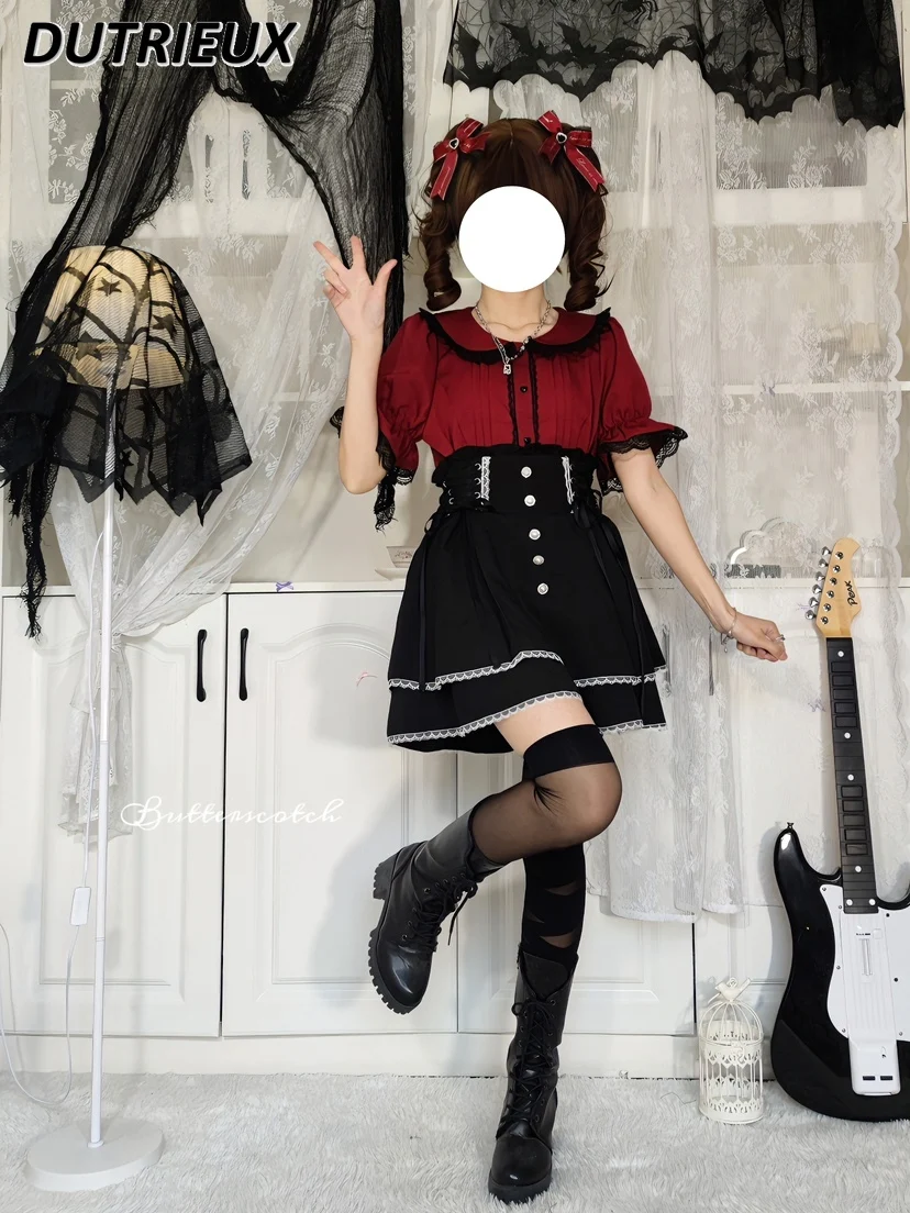 Кружевная рубашка с коротким рукавом и воротником-лодочкой