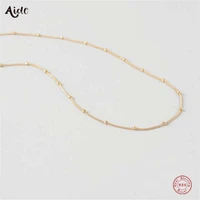 aide 925 sterling silver french style minimalist elegant slim beads chain necklace for women girl gift clavicle choker necklaces