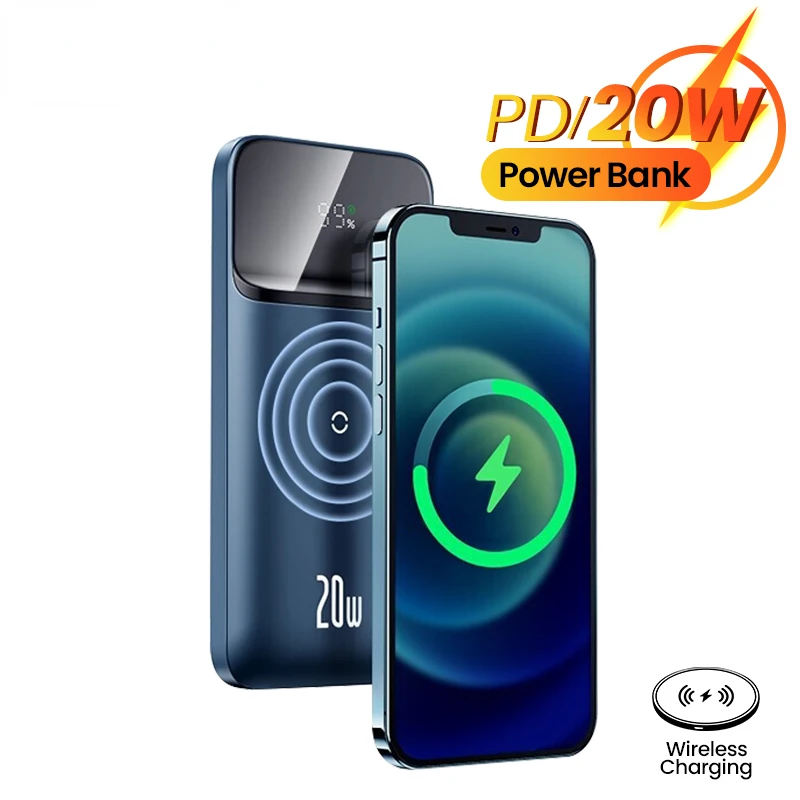 

2023New NEW Wireless Power Bank 10000mah PD 20W Portable Charging External Battery Charger Pack Magnetic Powerbank For iPhone Xi